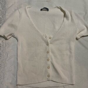 Brandy Melville White Ribbed Knit Top